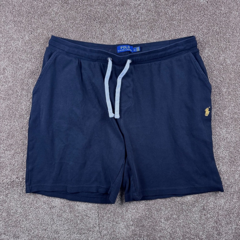 Polo Ralph Lauren Mens 3XL Black Knit Sweat Shorts Yellow Pony Logo Drawstring